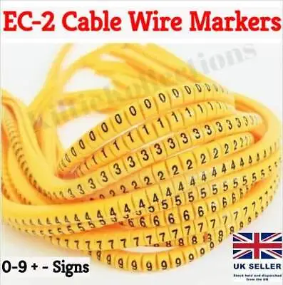 Cable Wire Marker EC-2 Identification Number 0 To 9 & +- From 4mm² - 7mm² • £4.55