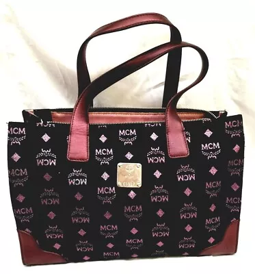 MCM Tote Bag  Logo  Visetos Pattern Pink Black  Women's Catch Fastener JAPAN • £141.54