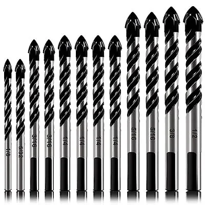 12pcs Masonry Drill Bit Set & Concrete Drill Bit Set 1/8 To 1/2 Inch Professiona • $12.43