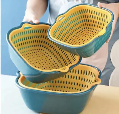 £9.99 • Buy 6pcs Set Kitchen Strainer Draining Basket  Colander Plastic Washing Bowl NEW
