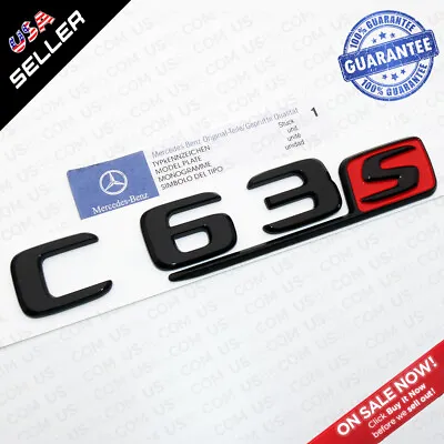 17-20 W205 OEM C 63 S Emblem Trunk Lid Logo Badge AMG Sport - Gloss Black & Red • $22.39