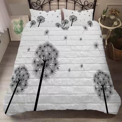 Great Black Dandelion Set Sail 3D Quilt Duvet Doona Cover Set Pillow Case Print • £52.45