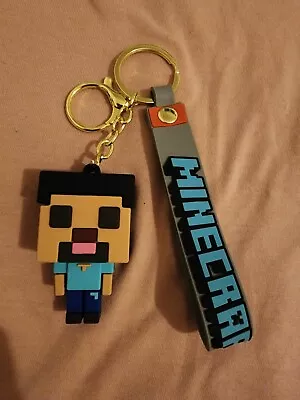 Minecraft Villager Silicone Rubber Pendant Strap Keychain Key Ring Holder Clip • $7