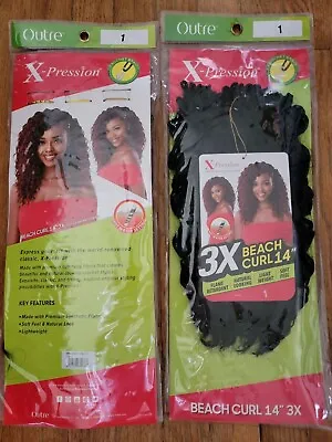 $12 • Buy Outre X-pression 3x Beach Curl 14 Inch, Color 1 (2 Pack)