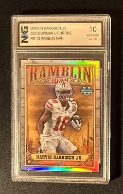 Marvin Harrison Jr 2023 Bowman Ramblin’ REFRACTOR Rookie Graded NXG 10 Gem Mint • $27.99