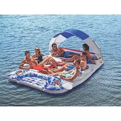 NEW Member's Mark Floating Island With Canopy 6 Person Capacity Patriotic • $179.99