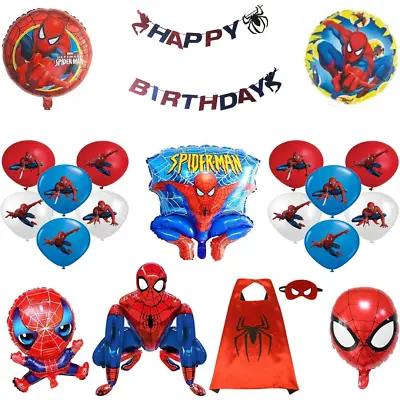$12.99 • Buy Spiderman Birthday Party Decorations.Banner,12 To 18 Inch Balloons,  Cape 