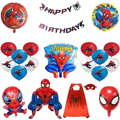 $24.99 • Buy Spiderman Birthday Party Decorations.Banner,12 To 18 Inch Balloons,  Cape 