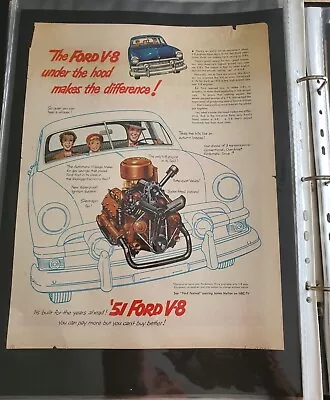  1950s 51  Ford V8 Cars Advertising Magazine Automotive 36cmsx25cms  • $20