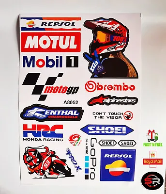 Motorbike Motorcross Stickers Moto GP JDM Skateboard Decal Bike Sticker Sheet🔥 • $7.40