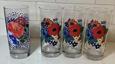Lot Of Pioneer Woman Drinking Glasses 1-Melody Cooler & 3 Dazzling Dahlias 16 Oz • $29.99