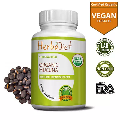 Organic Mucuna Pruriens Veg Capsules 400mg Velvet Bean Natural L-Dopa Dopamine • $37.95