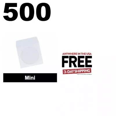 500 Mini Paper CD Sleeves With Window & Flap ** 1-3 DAY • $28.65