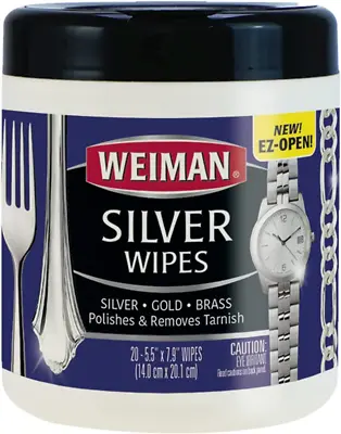 Weiman Jewelry Polish Cleaner Tarnish Remover Wipes - 20 Count - Use On Silver  • $14.66