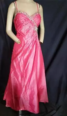 Hot Pink Strapless Rhinestone Tony Bowls Laceup Pageant Prom  Dress  36  Bust • $59.99