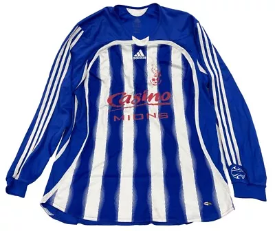 Vintage Adidas White Blue Minos Long Sleeve Soccer Football Jersey Shirt Mens XL • $20.40