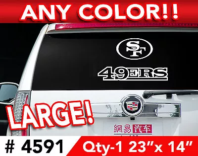 SAN FRANCISCO 49ERS SF&TXT  LARGE DECAL STICKER 23 X14  • $30.99