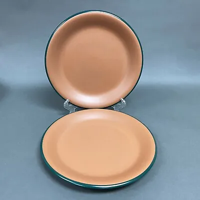Vintage Brown Green Trim Dinner Plates Mexico? 10 5/8  Lot Of 2 • $19.99