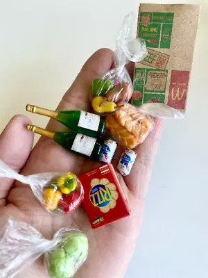 $19.99 • Buy 24 Pcs 1:12 Dollhouse Miniature Kitchen Beer Champagne Grocery Fruit Bread Bag
