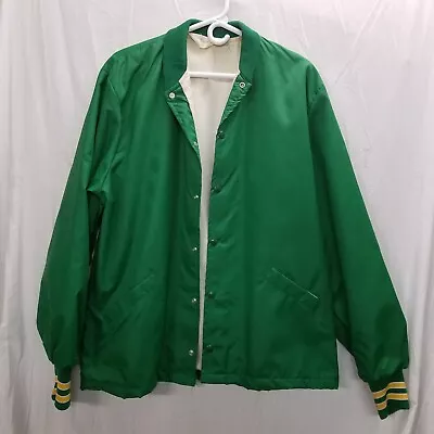 Vtg USA Windbreaker Flannel Lined Jacket Mens Lg 50  John Deere Green Gold EUC  • $33.98