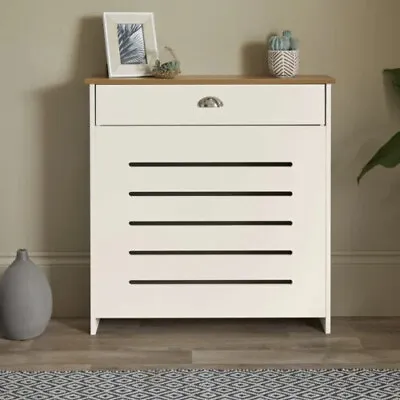 Mini Radiator Cover 1 Drawer Modern Cream And Oak Effect Top * COLLECTION ONLY* • £59.99