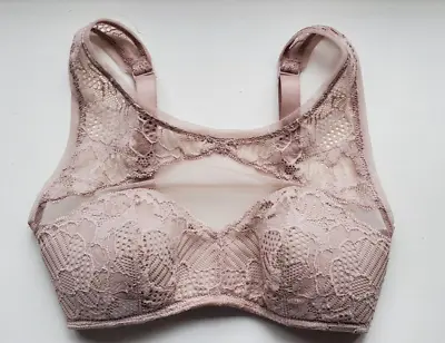 CK Calvin Klein Beige S Small Padded Glamour Lace BRALETTE Powder Nude Sexy • £9.99