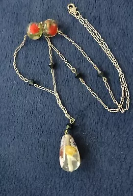 Vintage Italian Millefiori Murano - Pendant - 26  & 1.5  Pendant  • $52.99