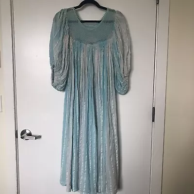 VINTAGE GRECIAN GAUZE ANGEL WING DRESS CAFTAN M L Crochet • $125