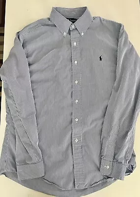 Polo Ralph Lauren Blue Striped Button Down Shirt Large Custom Fit • $16