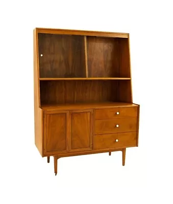 Kipp Stewart For Drexel Declaration Mid Century Walnut Buffet And Hutch • $3995