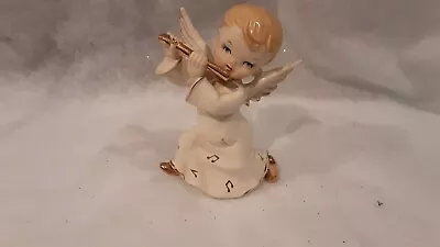 Vintage Christmas Angel Playing Flute.Long Gown With Musical Notes . • $12