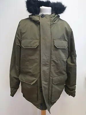 I946 Mens Bellfield Green Fur Trim Casual Hooded Jacket Uk M Eu 50 • £12.50