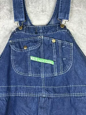 Key Imperial Bib Overalls Mens 44x32 Work Farm Hipster Trucker Indigo Blue Demin • $49