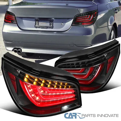 Fits 2004-2007 BMW E60 5-Series 4 Door LED Red Bar Black Housing Tail Lights • $213.25