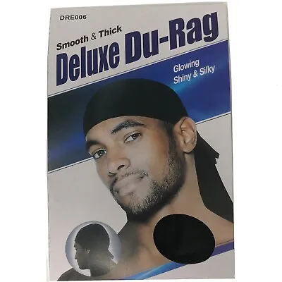 Silky Solid Black Durags Do-Rag Wave Cap Headwrap HeadWear Head Wrap Do Rag • $4.15
