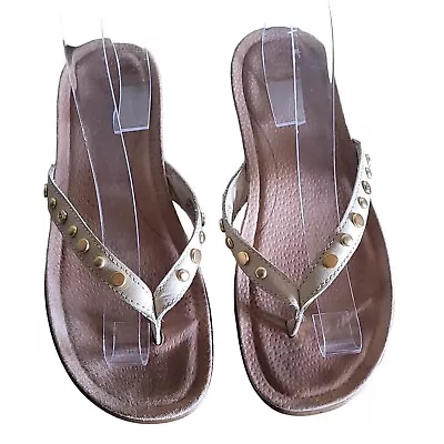 UGG Women’s  Sadie Flip Flops Sandals Size 7 Studded Gold And Tan • $30.94