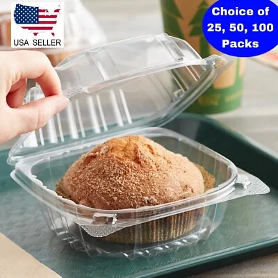 $12.50 • Buy Clear Hinged Lid Plastic Food Container Take Out Salad Snack Desserts Container