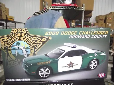Acme 1/18 2009 Dodge Challenger Broward County Police Green & White NIB • $52