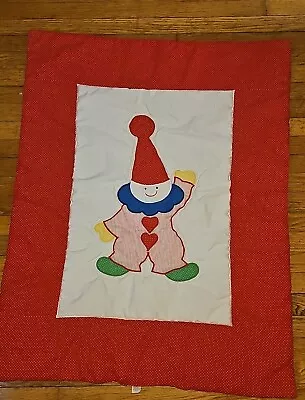 Vintage Clown Red Polka Dot Crib Quilt Kids Embroidered Applique  • $24.99