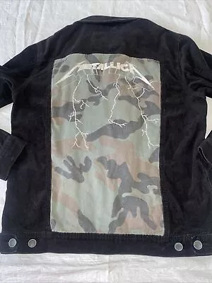 Men's Billabong X Metallica 'AI Metallica' Corduroy Jacket Black Green Camo Sz L • $89.95