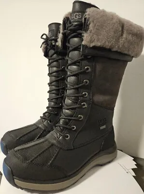 UGG Adirondack Tall III Black Leather Fur Boots Womens Size 8 New In Box • $195