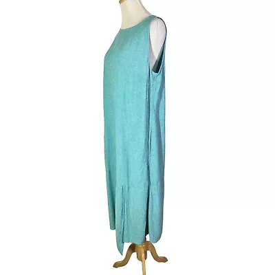 J. Jill Pure Jill Size M Robin's Egg Blue Sleeveless Dress Pockets Linen Blend • $22.49