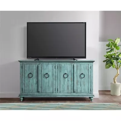 Martin Svensson Home Garden District Rustic Turquoise Solid Wood 65  TV Stand • $595.64