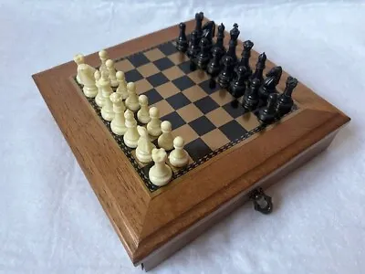 Magnet Travel Wooden Chess Set 7.5 X 7.5 In With Storage Drawer • $19.95