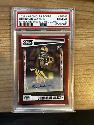 Christian Watson 2022 Chronicles Score Rookie Auto Red Zone /20 PSA 10 Packers • $29.99