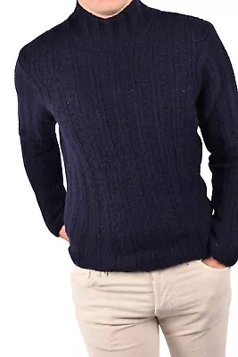 NEW $1200 Stile Latino Turtleneck Sweater Cashmere Silk EU 52 US 42 Blue SLIM • $449