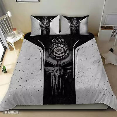 Harley-Davidson Motorcycles Logo On Silver Skull Logo Duvet Covers Set (4pcs) • $69.99