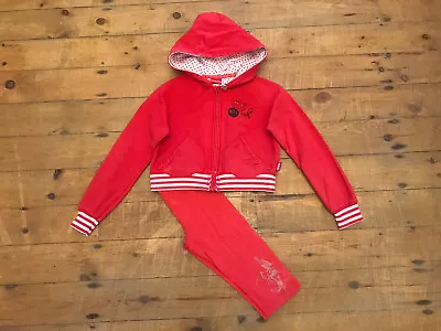 Girls Pampolina Red Cropped Hoodie & Red Cropped Leggings Age 5-6 Years • £5