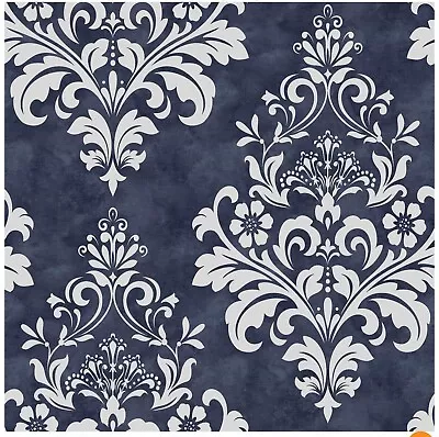 £11.99 • Buy Arthouse Baroque Damask Wallpaper Navy & Grey Glitter Vinyl Feature Wall