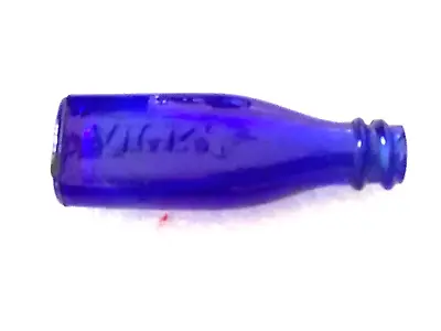 VICKS DROPS EMBOSSED COBALT BLUE GLASS Almost 2” SAMPLE MEDICINE BOTTLE Vintage • $12.99